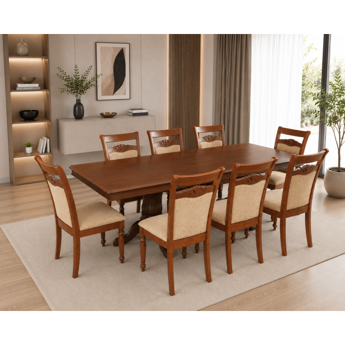 Set masa RH7132 + 8 scaune RH8064,160x100x77 cm, Dirty oak