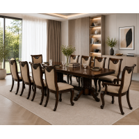 Set masa AC3268T + 10 Scaune, Dark Brown
