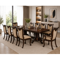 Set masa AC3268T + 10 Scaune, Dark Brown