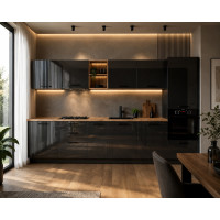 Bucatarie Daria MDF V1, 340x60x200cm, Antracit