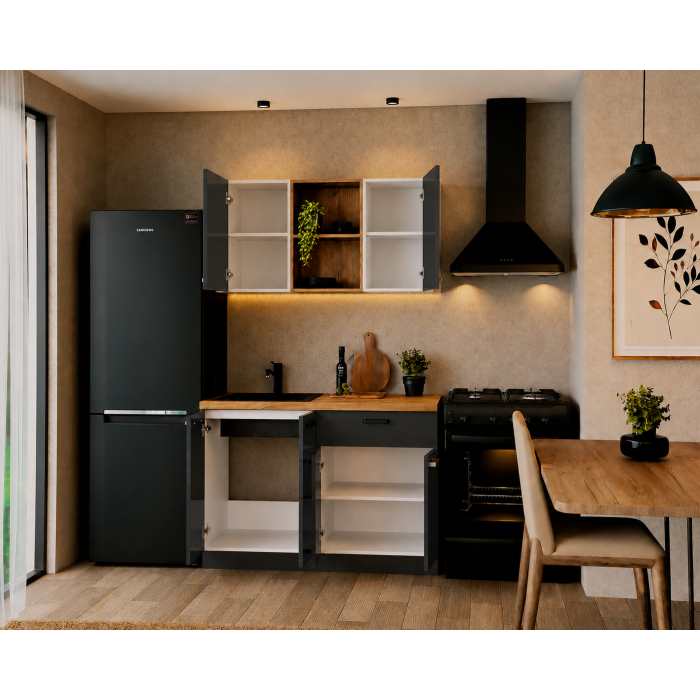 Bucatarie Daria MDF V1, 120x60x200cm, Antracit