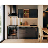 Bucatarie Daria MDF V1, 140x60x200cm, Acril Antracit
