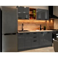 Bucatarie Daria MDF V1, 180x60x200cm, Acril Antracit