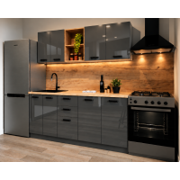 Bucatarie Daria MDF V1, 180x60x200cm, Acril Antracit