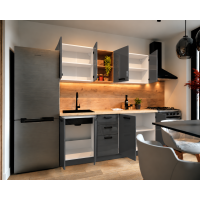 Bucatarie Daria MDF V1, 180x60x200cm, Acril Antracit