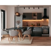 Bucatarie Daria MDF V1, 160x60x200cm, Acril Antracit