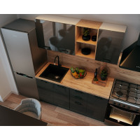 Bucatarie Daria MDF V1, 160x60x200cm, Acril Antracit