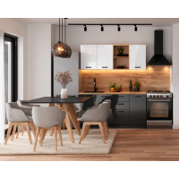 Bucatarie Daria MDF V1, 160x60x200cm, Acril Alb+Antracit