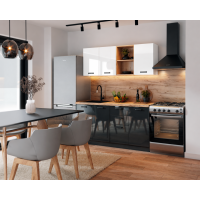Bucatarie Daria MDF V1, 160x60x200cm, Acril Alb+Antracit
