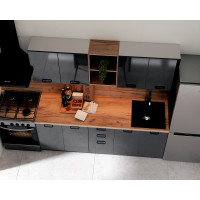 Bucatarie Daria MDF V1, 200x60x200cm, Acril Antracit