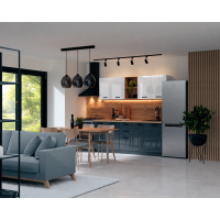 Bucatarie Daria MDF V1, 200x60x200cm, Acril Alb+Antracit