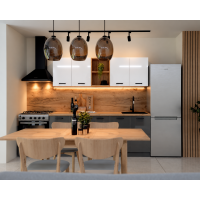 Bucatarie Daria MDF V1, 200x60x200cm, Acril Alb+Antracit