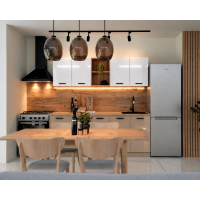 Bucatarie Daria MDF V1, 200x60x200cm, Acril Alb+Cappuccino