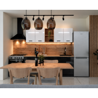 Bucatarie Daria MDF V1, 200x60x200cm, Acril Alb+Negru