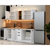 Bucatarie Daria MDF V1, 200x60x200cm, Acril Alb