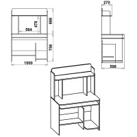 Birou PC SKM-6 ,100x60x144 cm