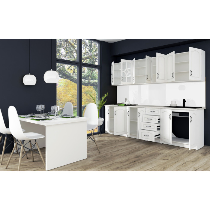 Bucatarie Olea 2.6m MDF Ro, Alb