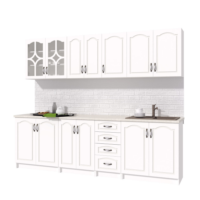 Bucatarie Olea 2.6m MDF Ro, Alb