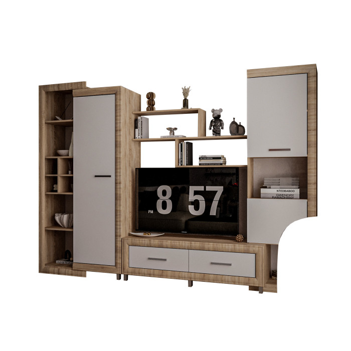 Living Sicilia 267x43x197cm sonoma/alb lucios