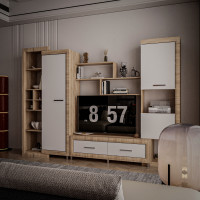 Living Sicilia 267x43x197cm sonoma/alb lucios
