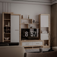 Living Sicilia 267x43x197cm sonoma/alb lucios