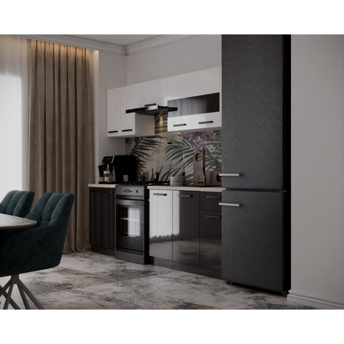 Bucatarie Daria, 240x60x200cm, Alb+Antracit