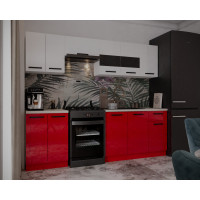 Bucatarie Daria, 240x60x200cm, Alb+Rosu