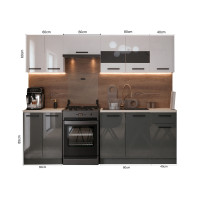 Bucatarie Daria, 240x60x200cm, Alb+Antracit