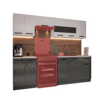 Bucatarie Daria, 240x60x200cm, Alb+Antracit