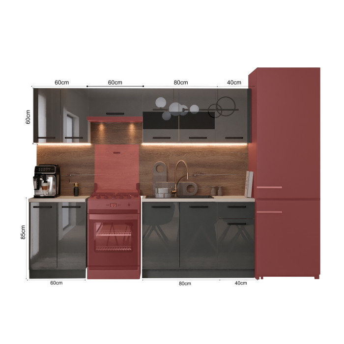 Bucatarie Daria, 240x60x200cm, Antracit