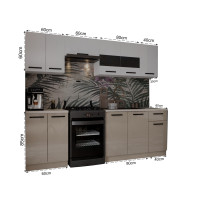 Bucatarie Daria, 240x60x200cm, Alb+Cappuccino