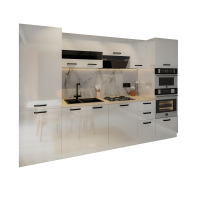 Bucatarie Daria, MDF Alb Lucios, 303x60x200cm