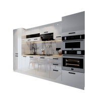 Bucatarie Daria, MDF Alb Lucios, 303x60x200cm