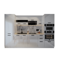 Bucatarie Daria, MDF Alb Lucios, 303x60x200cm