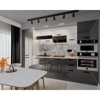 Bucatarie Daria, MDF Alb+Antracit, 303x60x200cm