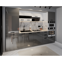 Bucatarie Daria, MDF Alb+Antracit, 303x60x200cm