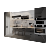 Bucatarie Daria, MDF Alb+Antracit, 303x60x200cm