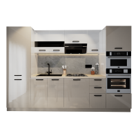 Bucatarie Daria, MDF Alb+Cappuccino, 303x60x200cm