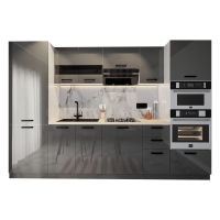 Bucatarie Daria, MDF Antracit, 303x60x200cm