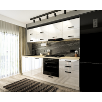 Bucatarie Daria V2, 240x60x200cm, Alb