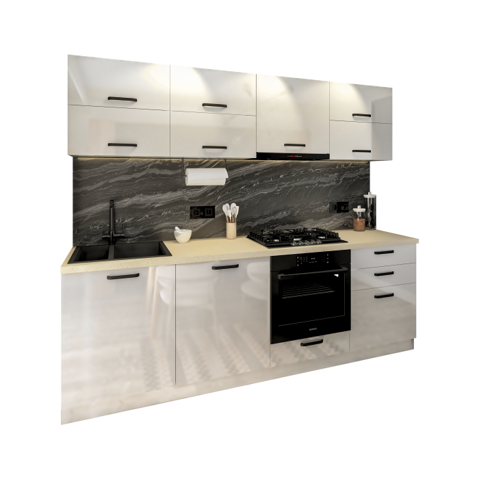 Bucatarie Daria V2, 240x60x200cm, Alb
