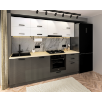 Bucatarie Daria V2, 240x60x200cm, Alb+Antracit