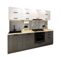 Bucatarie Daria V2, 240x60x200cm, Alb+Antracit