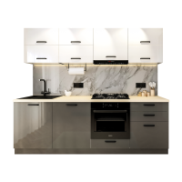 Bucatarie Daria V2, 240x60x200cm, Alb+Antracit