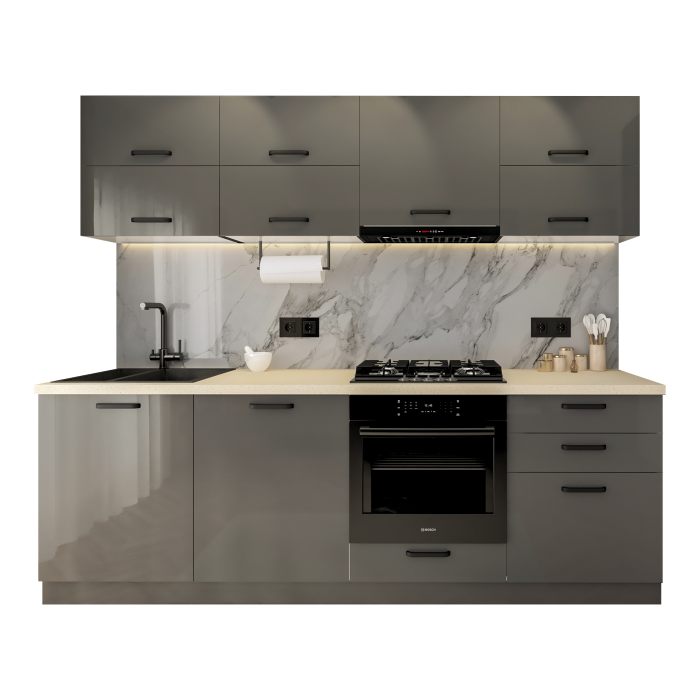 Bucatarie Daria V2, 240x60x200cm, Antracit