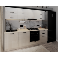 Bucatarie Daria V2, 240x60x200cm, Alb+Cappuccio