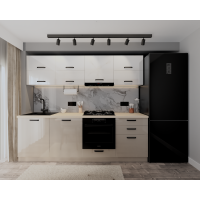 Bucatarie Daria V2, 240x60x200cm, Alb+Cappuccio