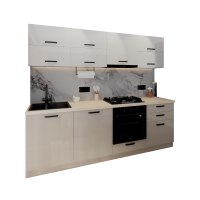 Bucatarie Daria V2, 240x60x200cm, Alb+Cappuccio