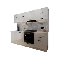 Bucatarie Daria V2, 240x60x200cm, Alb+Cappuccio