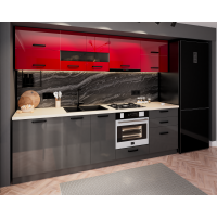 Bucatarie Daria MDF V1, 260x60x200cm, Rosu+Antracit